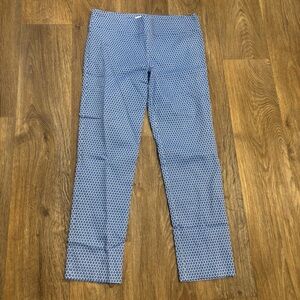 Margaret M Petites Blue White Diamond Print Stretch Crop Ankle Pants - Size M/P